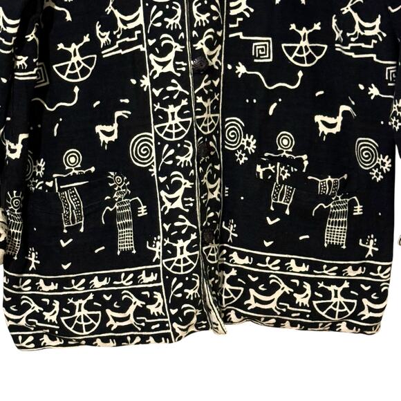 Primitive Arts Black & White Reversible Southwestern Aztec Button Up Jacket - Picture 3 of 12